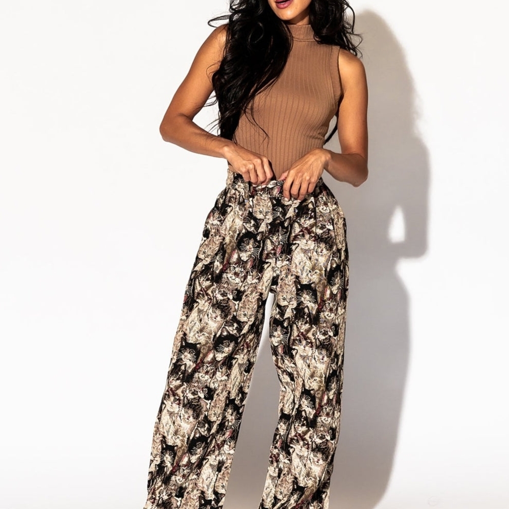 Dressed In Lala Crazy Cat Lady Jacquard Trouser